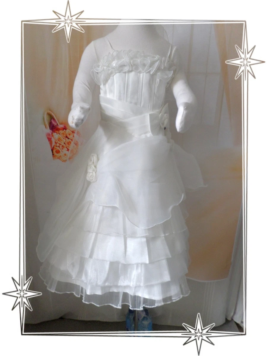 C Robe Bretelles Cort ge Mariage Bapt me Blanc Fleurs Juju