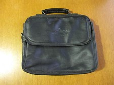 Black Faux Leather Laptop or Document Bag, 2 Compartments, Unisex, Soft Case 