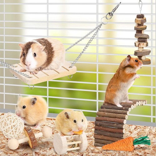 Small Animal Chew Toys for Rodents - Wooden Teeth Care, Swing, Seesaw, Bridge - Picture 2 of 6