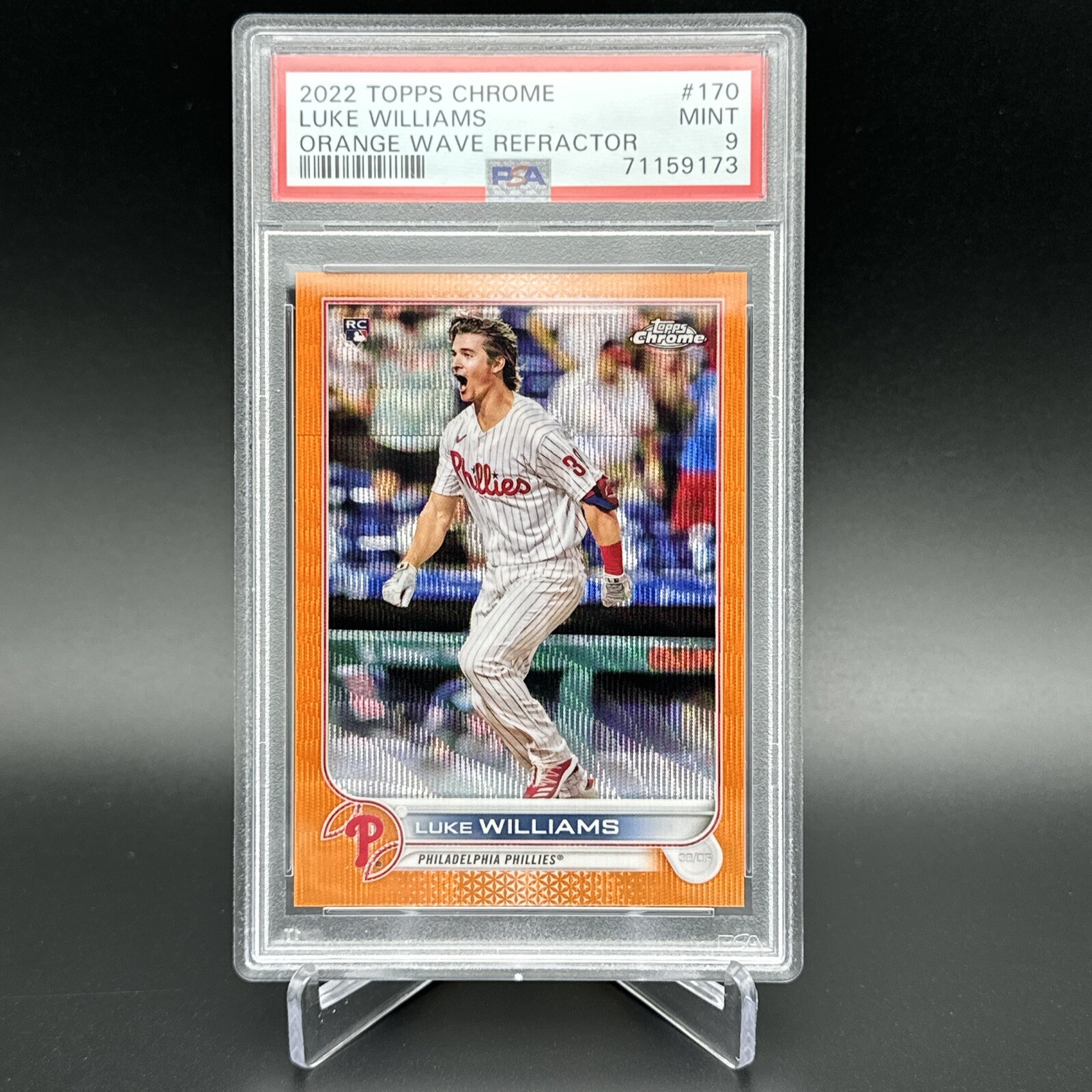 2022 Topps Chrome Orange Wave Refractor #170 Luke Williams RC # /25 POP 1