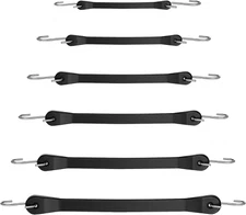 6 Pcs Rubber Bungee Cords with Hooks, Heavy Duty Outdoor Bungee Straps, 9 10 15 