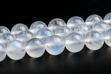7-8MM Genuine Natural Transparent Rainbow Moonstone Grade AAA Round Loose Beads