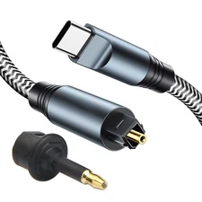 USB-C Type C to Toslink Digital Optical Fiber Audio Interface Cable - 1.8m / 6ft