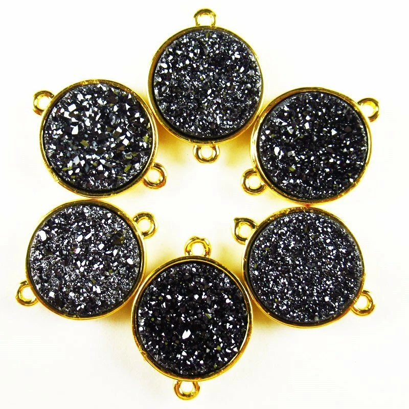 10 Piezas Cristal Titanio Ágata Druzy Cuarzo Geoda Conector Colgante Cuentas 117BBS Foto 3 de 4