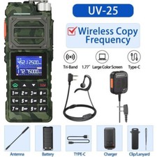 BAOFENG UV-25 WALKIE TALKIE LONG RANGE TRI-POWER TWO WAY RADIO 10W SQUARE MIC US