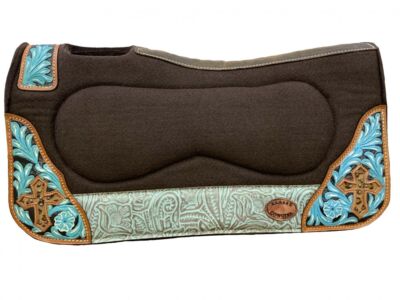 Klassy Cowgirl  28x30 Barrel Style 1  horse saddle felt pad teal embossed accent