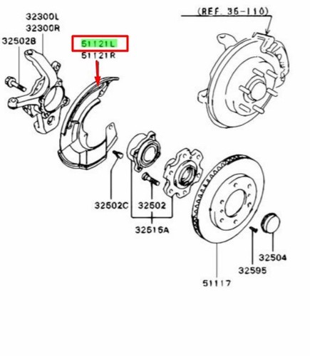 MITSUBISHI PAJERO III V7W V6W Front Left Brake Disc Shield MR407283 NEW GENUINE - Picture 7 of 7