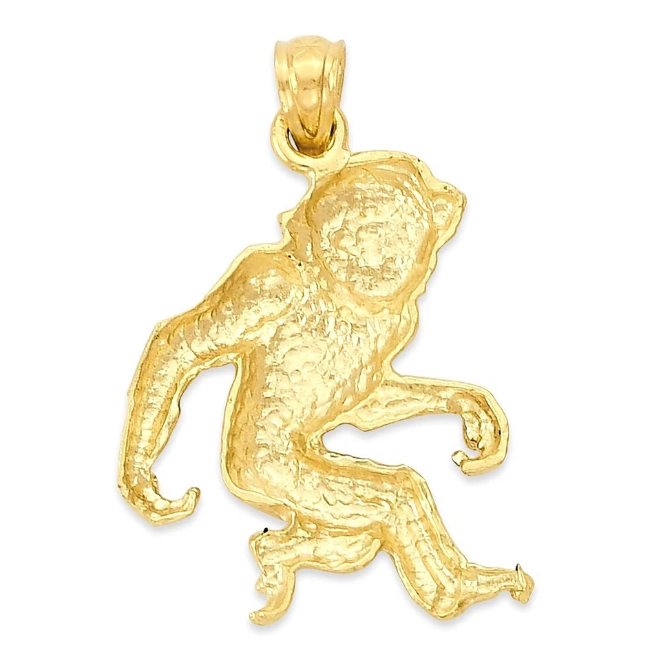 Solid 10k Gold Monkey Pendant - Animal Symbol Jewelry - Image 3 of 4