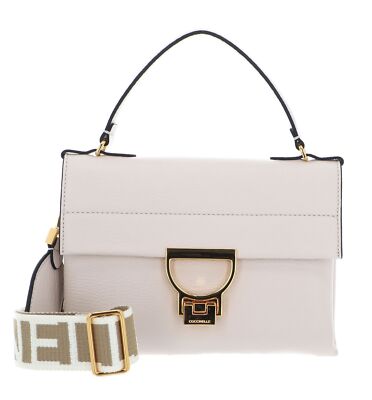 COCCINELLE Arlettis Signature Handbag Grained Leather Handtasche Lambskin White