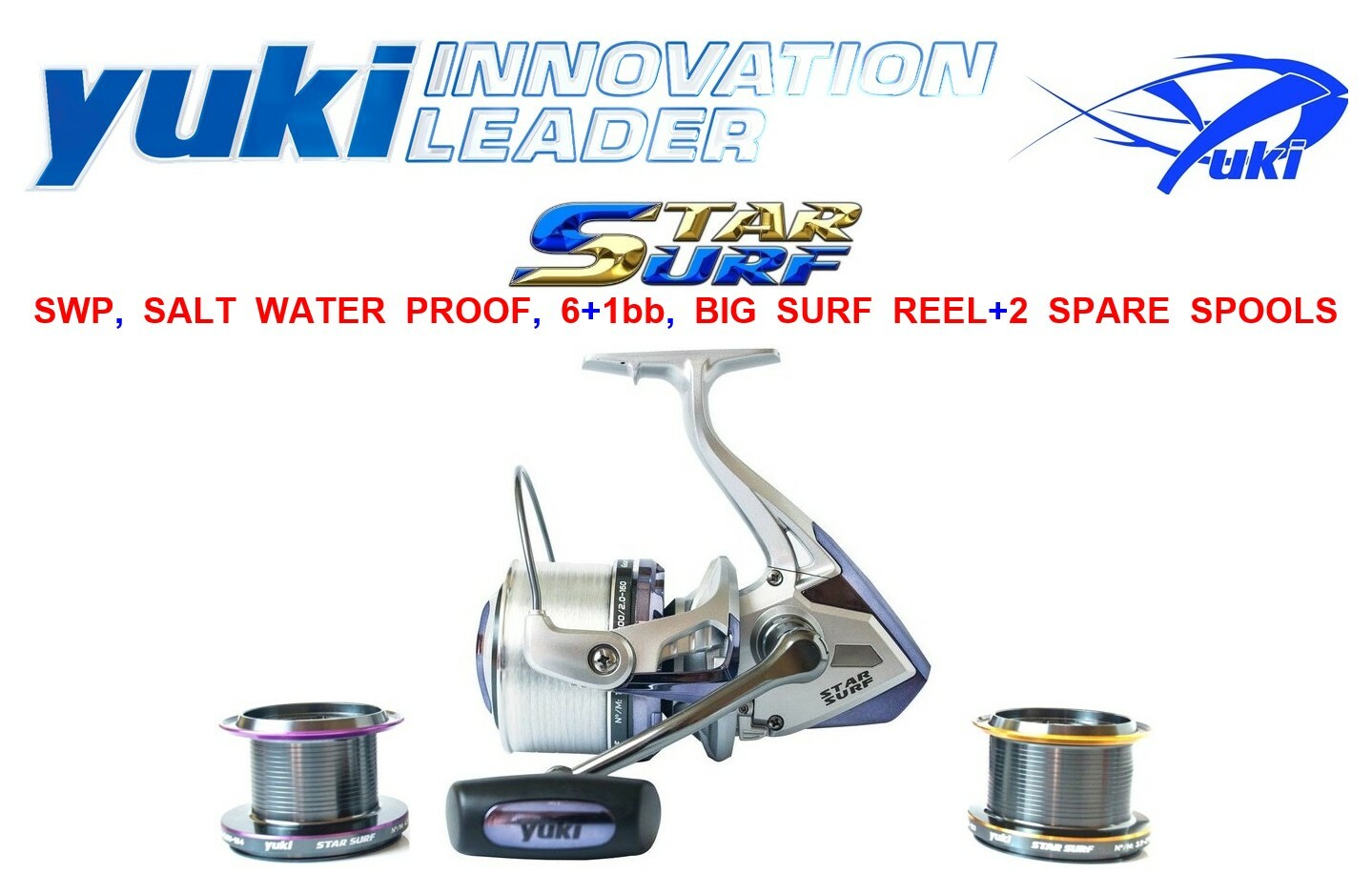 YUKI STAR SURF BIG SURF REEL+2 SPARE SPOOLS FOR SEA FISHING NEOX SAIKO KENTA ROD