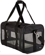 Soft-Sided Mesh Pet Travel Carrier, Medium 17 x 10 x 10 " Black Amazon Basics