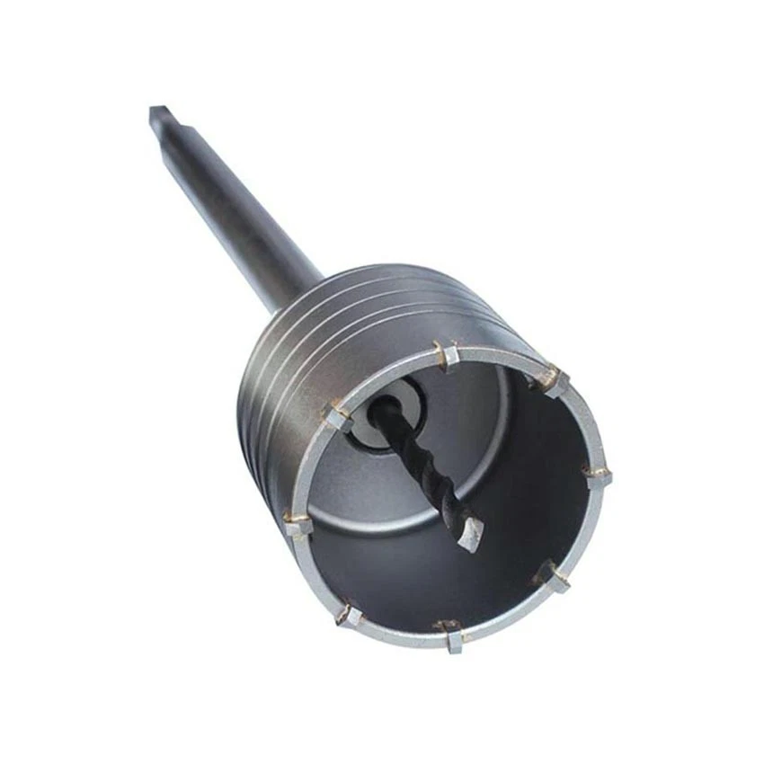 Asta di prolunga da 26 cm, per trapano a percussione SDS Plus, con adattatore a sgancio rapido, gambo rotondo a doppia testa, interfaccia a due scanalature, acciaio al carbonio argentato