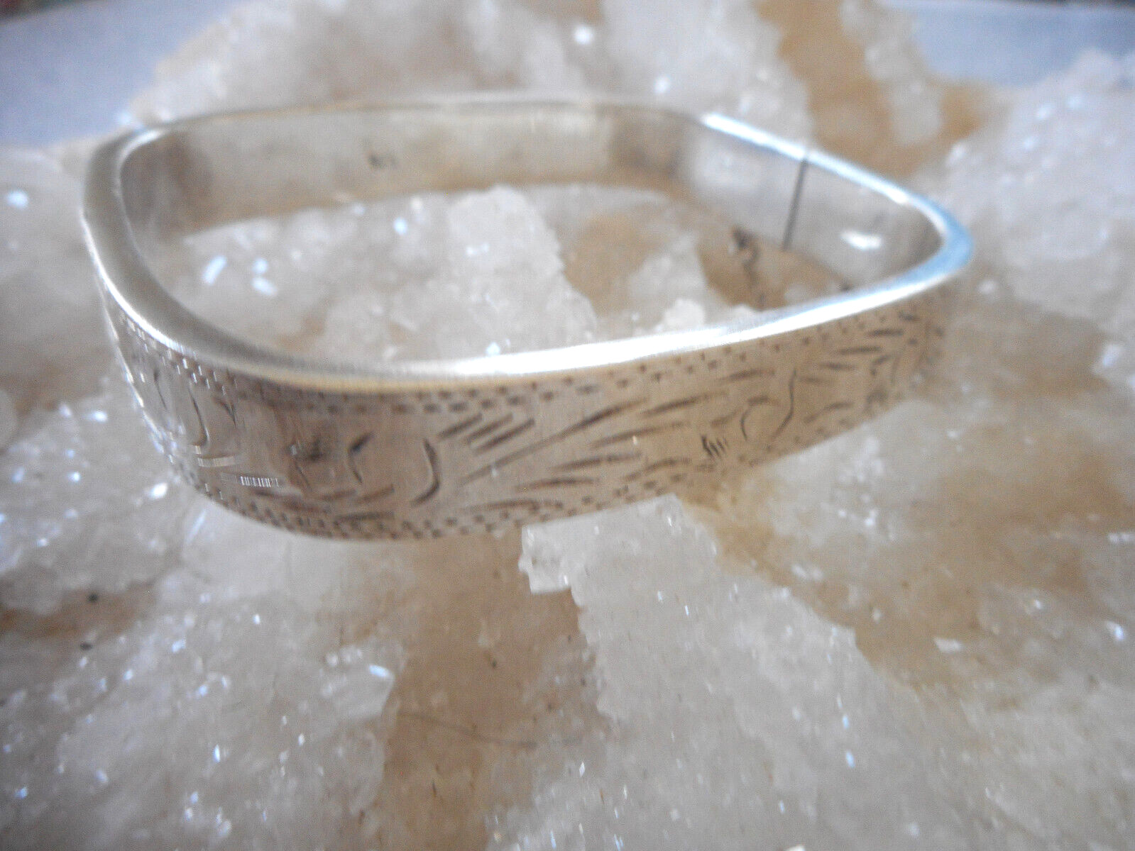 Rectangular Sterling Silver Etched Bangle Bracele… - image 14