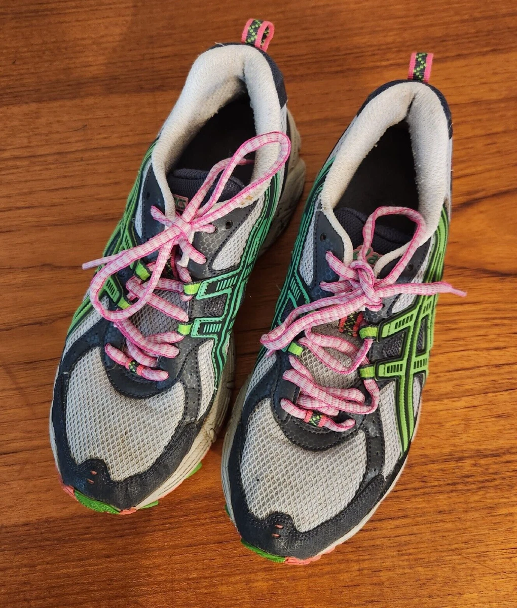 Women s ASICS T2E6Q Duomax Pink GREEN Running Shoes Sneakers Size 7