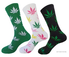 3 PK LONG WEED SOCKS LEAF CANNABIS SIZE 10-13 MULTICOLOR TRUE TO SIZE 36 