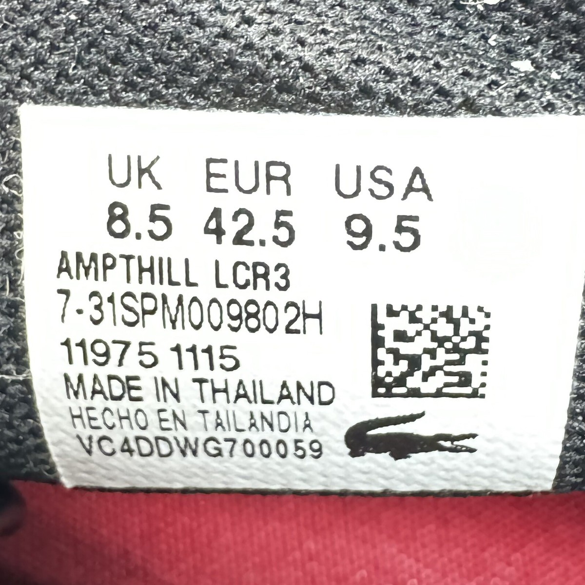 LACOSTE \'Ampthill LCR\' Mens Size 12 US Shoes Black Leather Red & White Sole L1 Lacoste Men main image 3