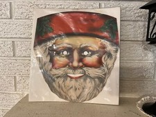 Antique Vintage Cardboard Santa Face in original package NOS