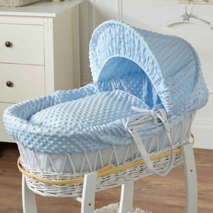blue moses basket bedding