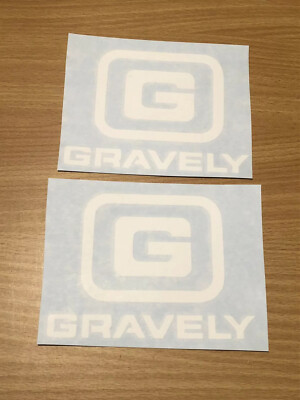 #ad GRAVELY Sticker set Of 2 4inch White Logo Lawn mower Decal White Mow Tractor $7.99
