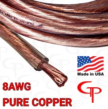 20ft TRUE AWG 8 Gauge OFC Copper Clear Jacket Power Wire Ground Cable GP Audio
