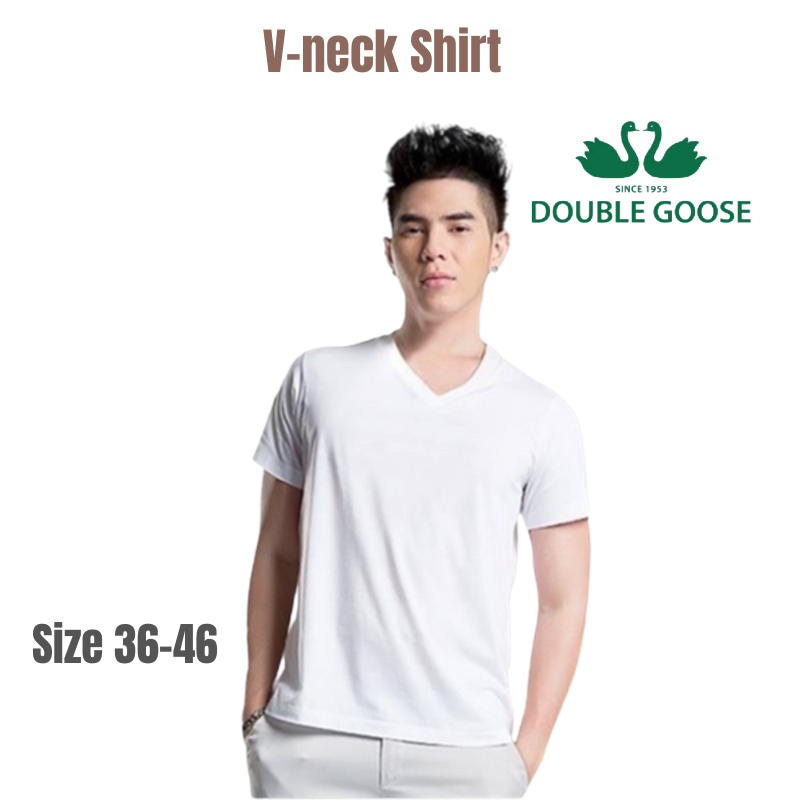 Goose Double T-Shirt 100% White Sport Cotton Men Women V-neck Shirt Size 36-46" - Picture 1 of 10