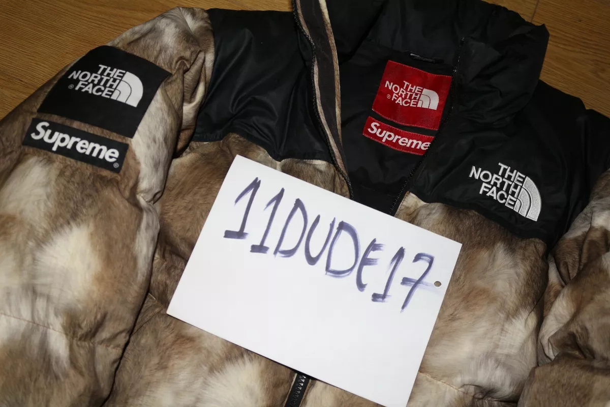 SUPREME x TNF FUR PRINT NUPTSE DOWN JACKET 13FW SMALL