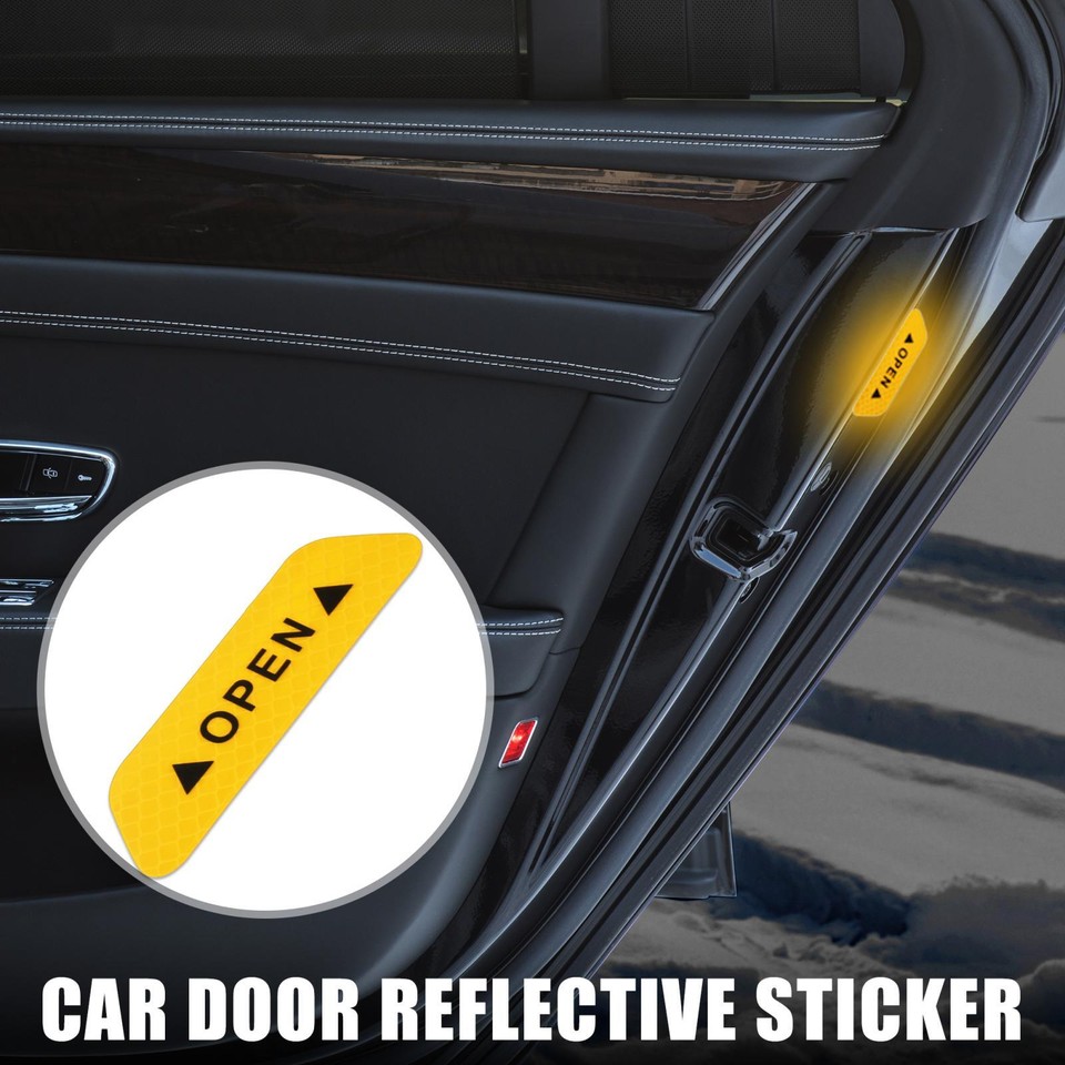 4pcs Car Door Reflective Sticker Open Warning Safety Sign Warning Mark