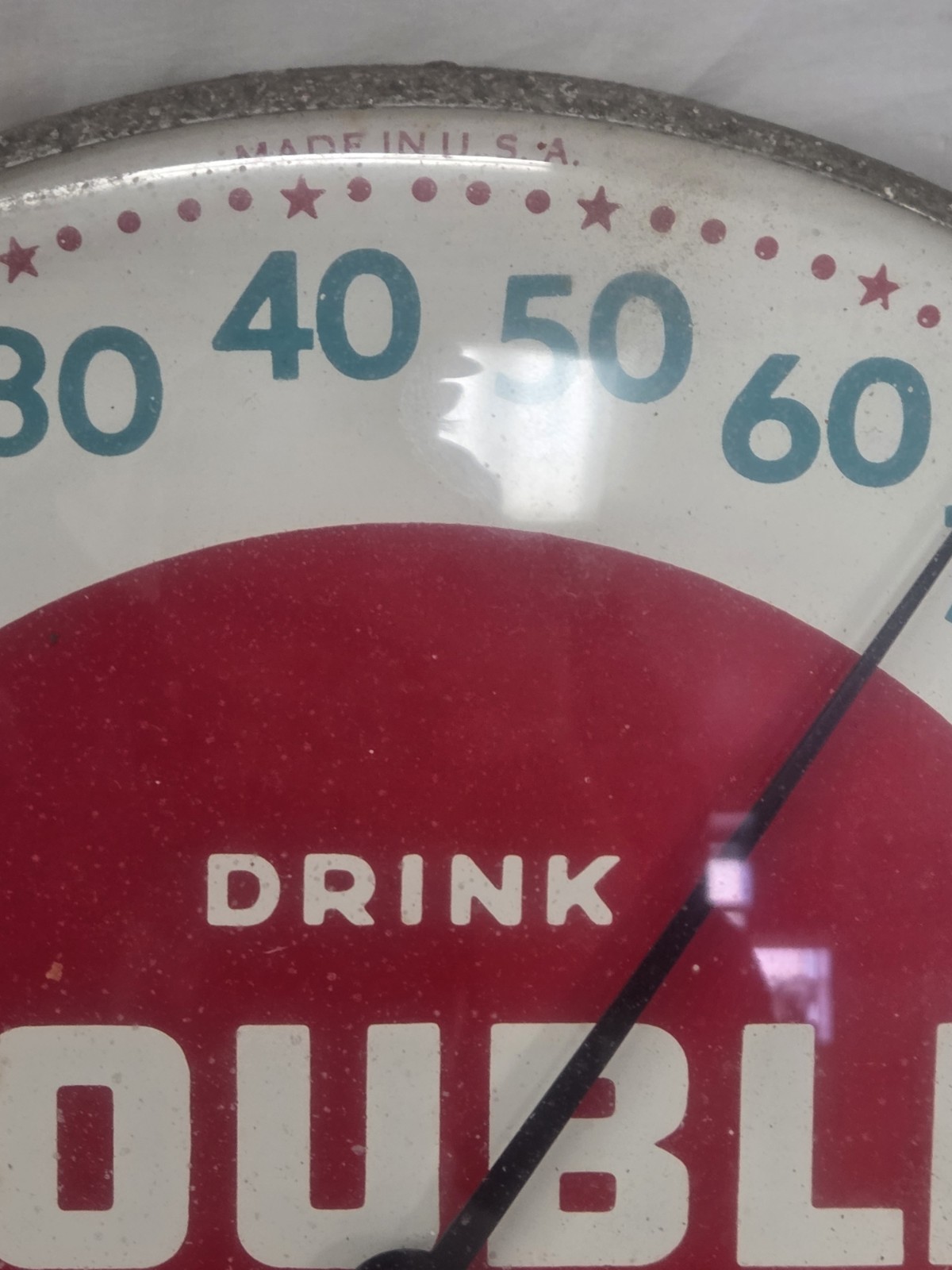 Vintage 1950s 12" Drink Double Cola Soda Advertising Glass Thermometer 495a USA
