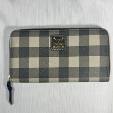 Genuine Dooney  Bourke Tucker Folded Zip Wallet Black  White Buffalo Plaid