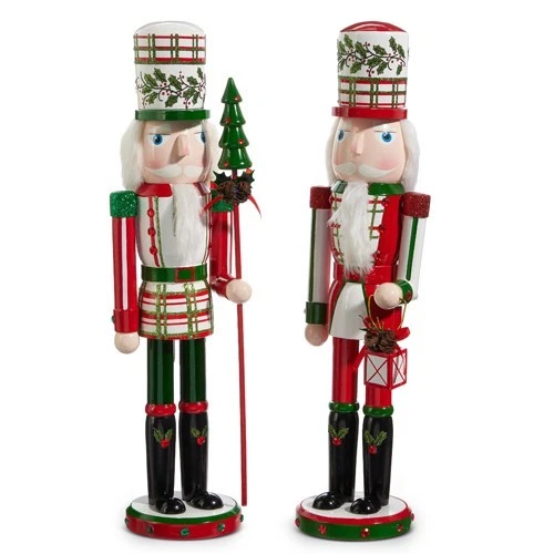 17 75'' PLAID AND HOLLY NUTCRACKER