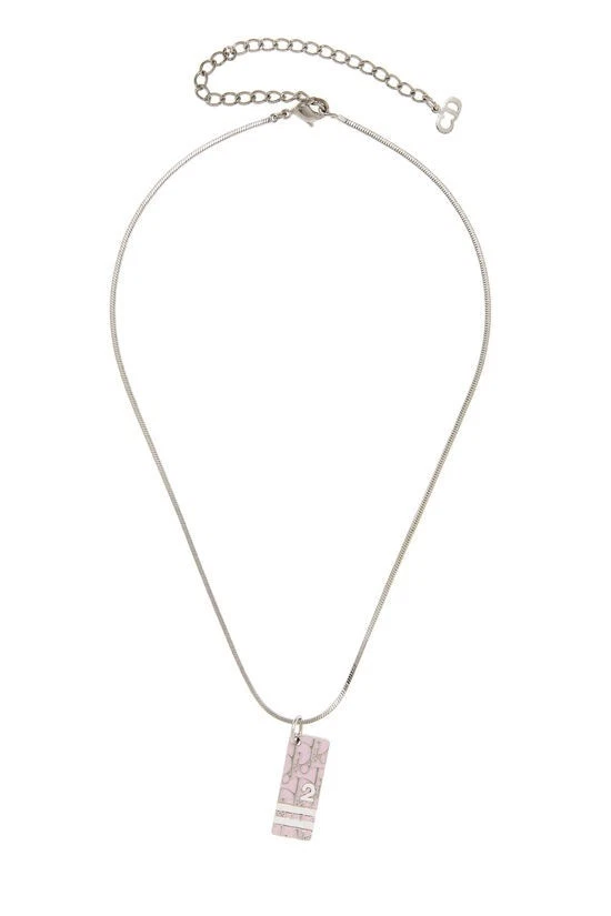 DIOR PINK SILVER TROTTER PENDANT NECKLACE