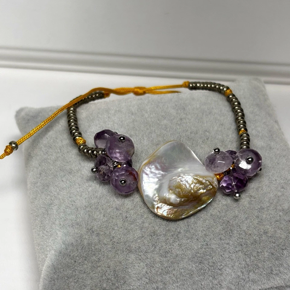 Armband mit Natursteinen, Nylonkordel - Bild 2 von 2