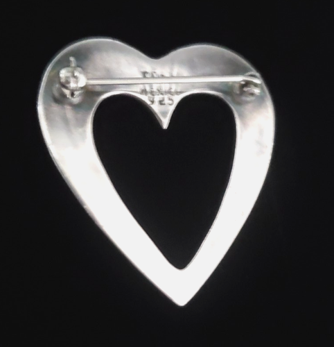 Vintage Mexikanische Open Heart Brosche Anstecknadel 925 Sterling Silber - Bild 4 von 5