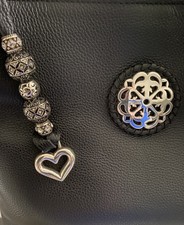 BRIGHTON NOELLE FERRARA BLACK CROSS BODY BUCKET BAG CHARMS LOVE 