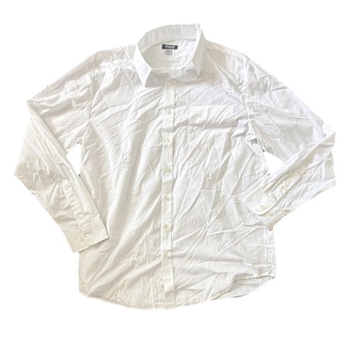 Edwards Mens White Button-Front Long Sleeve Server Shirt L Poly/Cotton 1354-000