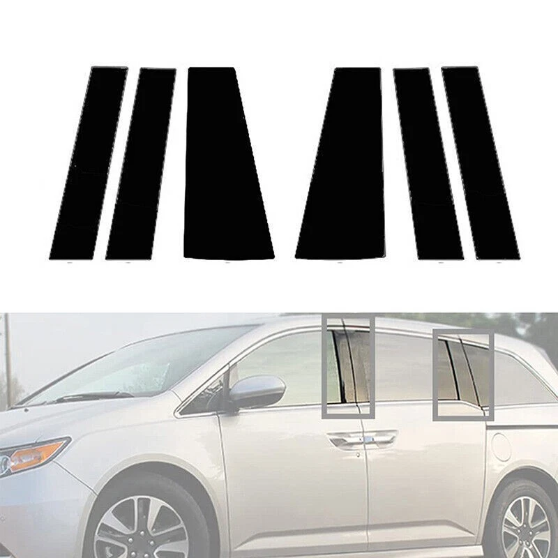 Pillar Posts Door Piano Black Trim Decal Cover Kit For Honda Odyssey 2011-2017 - Imagem 4 de 4