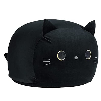 Stuffed Animal Storage Bean Bag Chair Cover for Kids Black X-Large Kitten Black