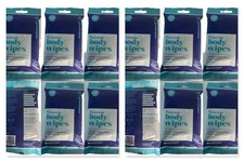 12 pkg Goodwipes Body Wipes 10 per pack FRESH UNSCENTED-120 Total Wipes - 9"x10"