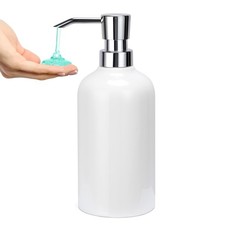 Ceramic White Soap Dispenser with Rust-Proof Plastic Pump Bathroom, 16.9oz Ha