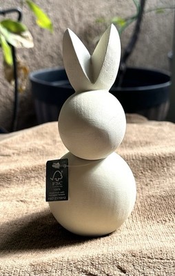 Crate and Barrel Bunny Decor Mango Wood Scandinavian Modern Design  NEW