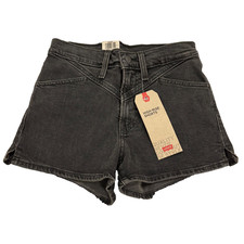 Levi's High Rise Denim Shorts Western Yoke NWT Stretch Dark Gray Boho Sz 25
