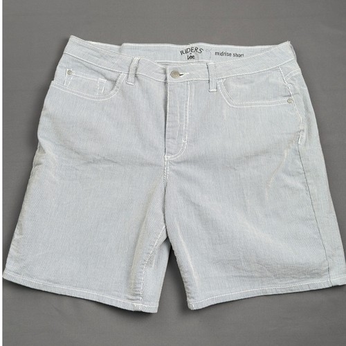 Riders by Lee gestreifte mittelhohe Denim-Shorts blau weiß Größe 12