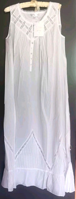  Eileen West Nightgown Size  L Cotton White Prairie Victorian NWT Lace Wedding 