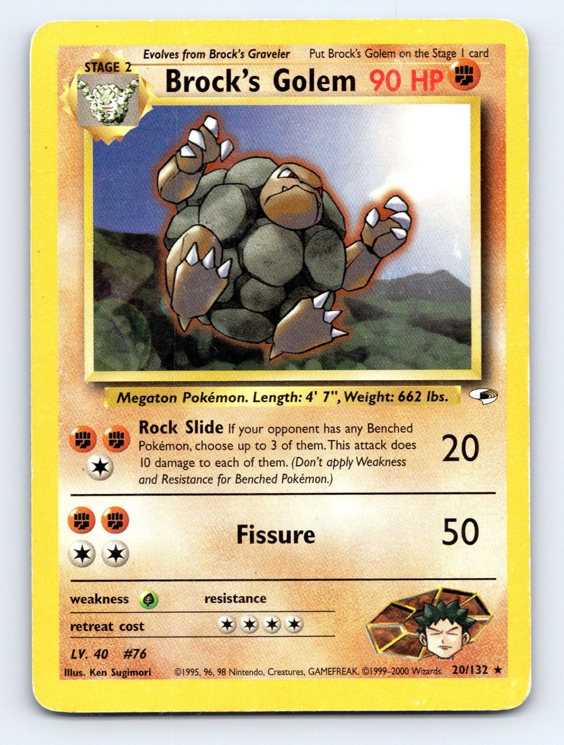 Brock's Golem Rare Gym Heroes 020/132 MP