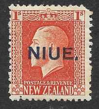 Mint 1s Vermilion Stamp 1917 - 21 Overprinted NIUE. King George V