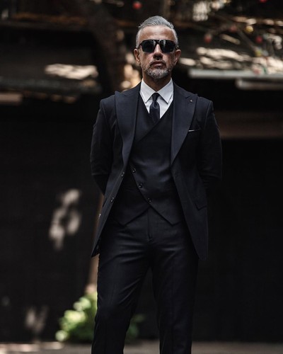 Trajes de hombre de negocios de un solo pecho calce regular boda novio esmoquin solapa pico - Imagen 3 de 17