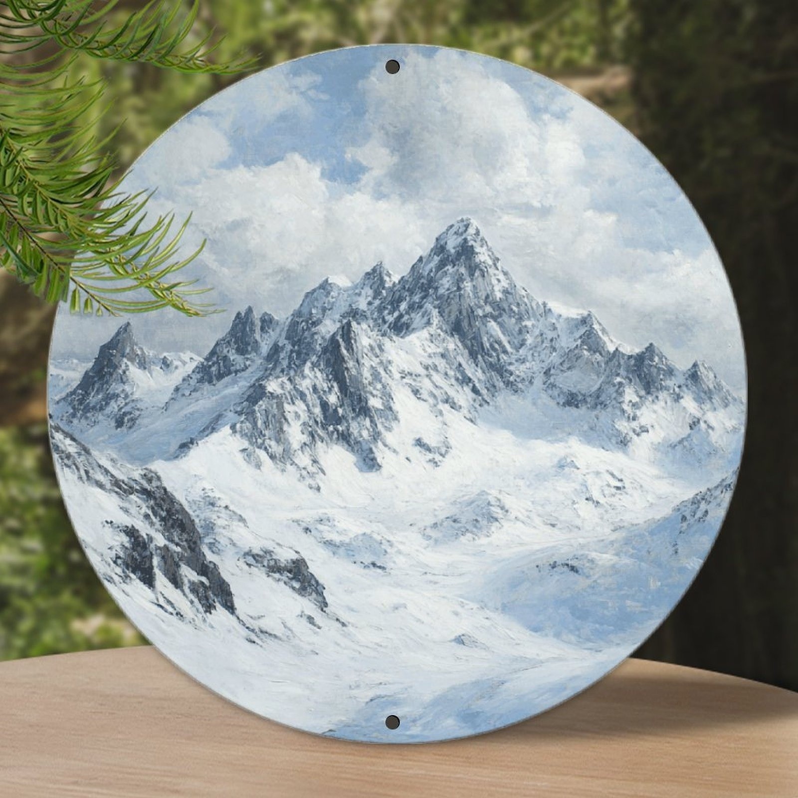 Rustic Farmhouse Decorative Painting Round Aluminum Wall Art Vintage Plaque