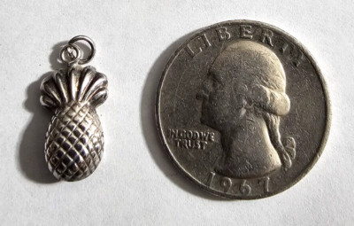 Sterling Silber Anhänger/Charm, 3D Charm, Ananas