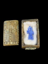 Handmade Eye of Horus Box with Blue Ankh Egyptian Faience Trinket Box