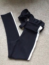 PRETTY LITTLE THING BLACK WHITE SIDE STRIPE TROUSERS WITH BELT SIZE 10 EXCON
